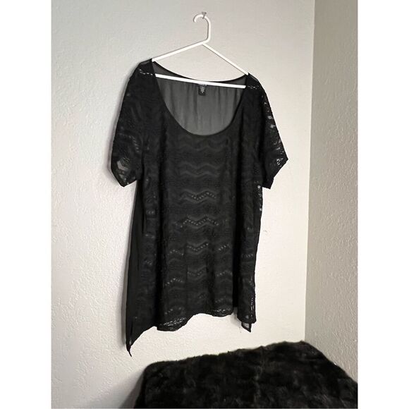Torrid black striped sheer tunic shirt 4 4x goth Adam's - Picture 1 of 3